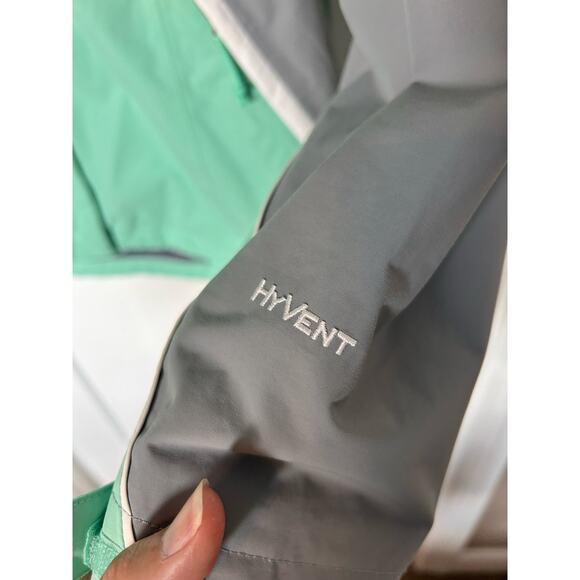 The North‎ Face Women's Hyvent Hooded Waterproof Jacket Green Gray Size Medium - Picture 8 of 15